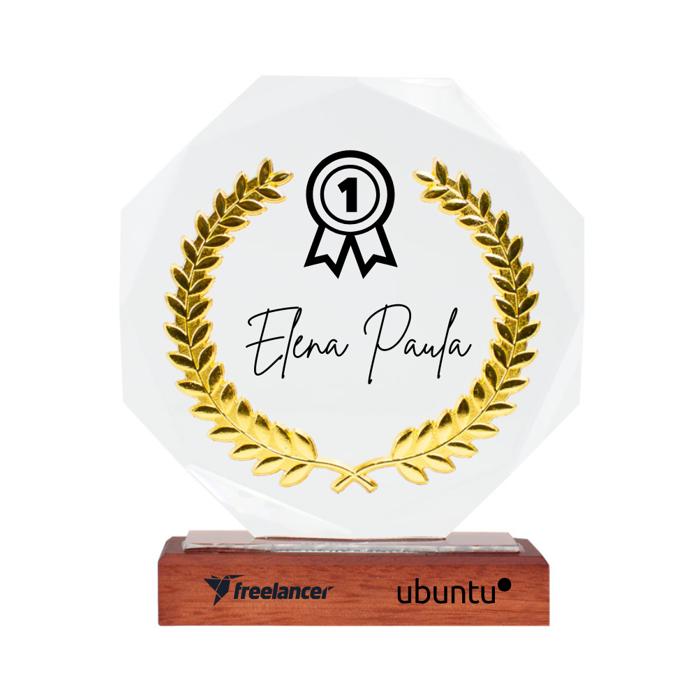 Trofeo Galvano de Madera, Cristal y Acero "Phelps"