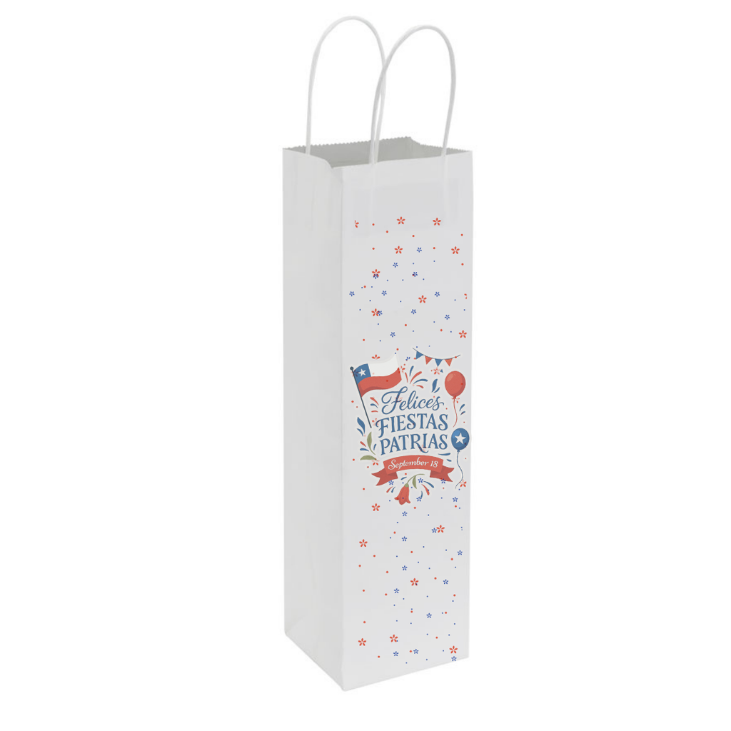 Pack 12 Bolsa de papel para botella de vino fiestas patrias Chile