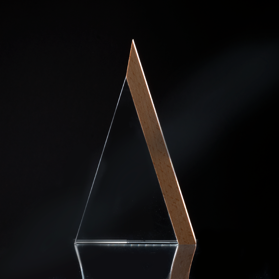 Trofeo Galvano de Madera y Cristal "Triangle"