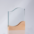Trofeo Galvano de Madera y Cristal "Curve"