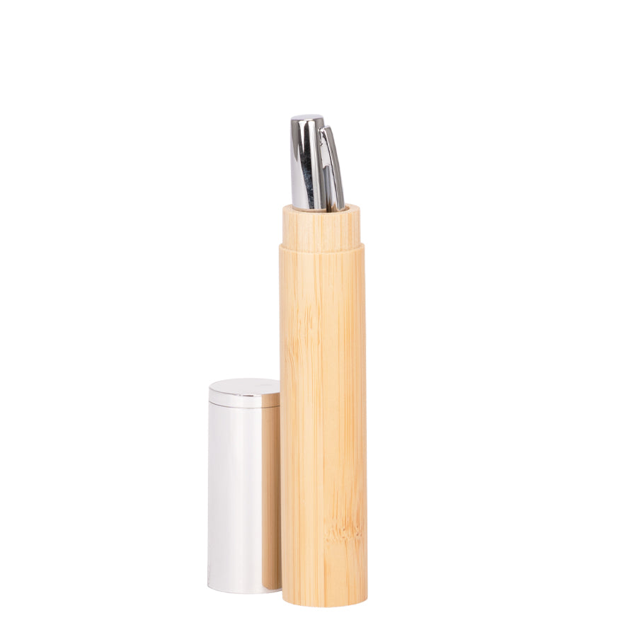 Bolígrafo metálico "AIRLIE" con grip de bamboo y estuche.