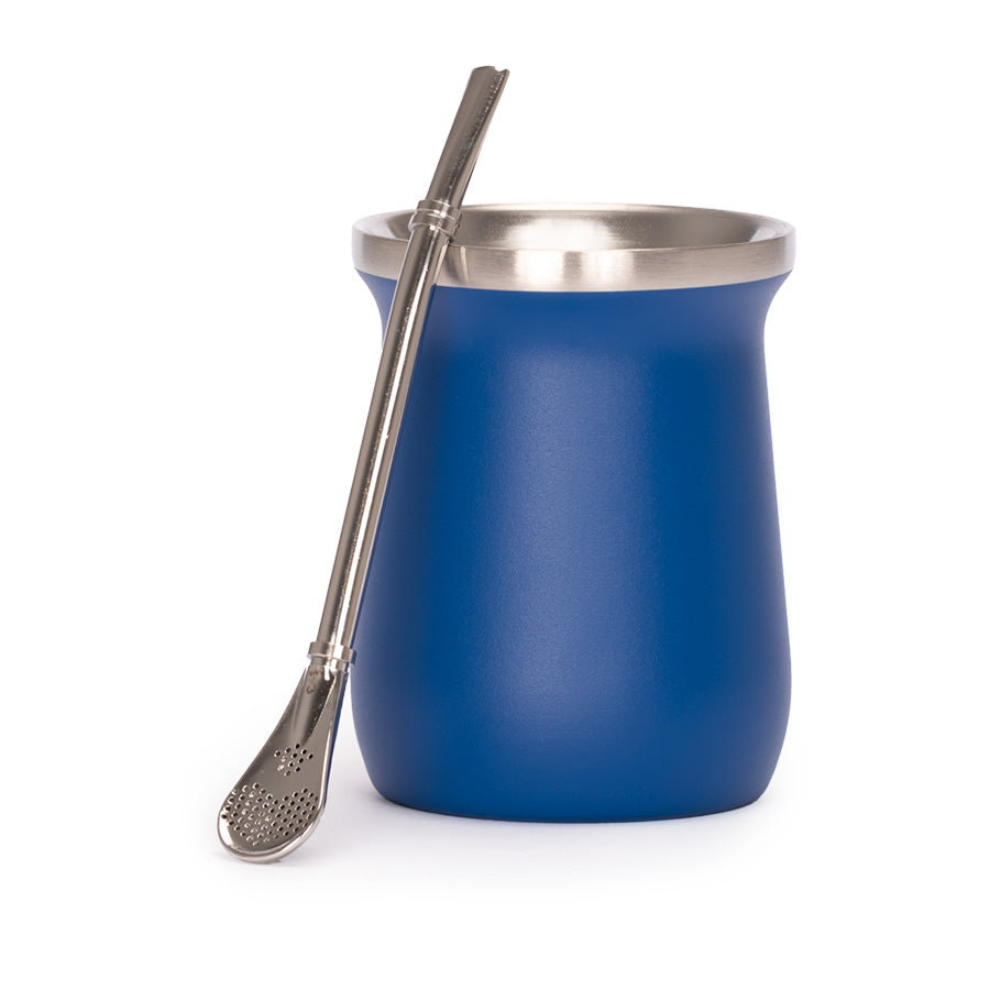 Vaso Térmico metálico MATE 300ml. con Bombilla