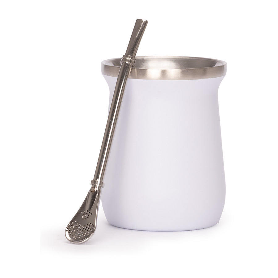 Vaso Térmico metálico MATE 300ml. con Bombilla