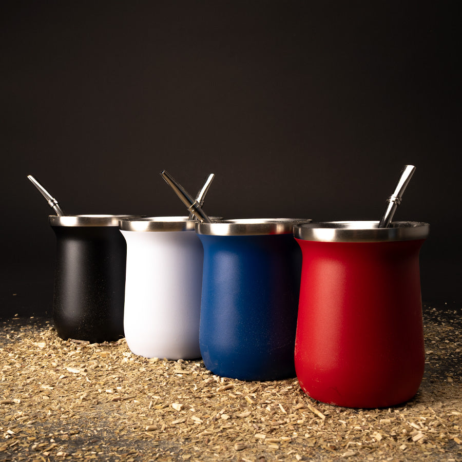 Vaso Térmico metálico MATE 300ml. con Bombilla