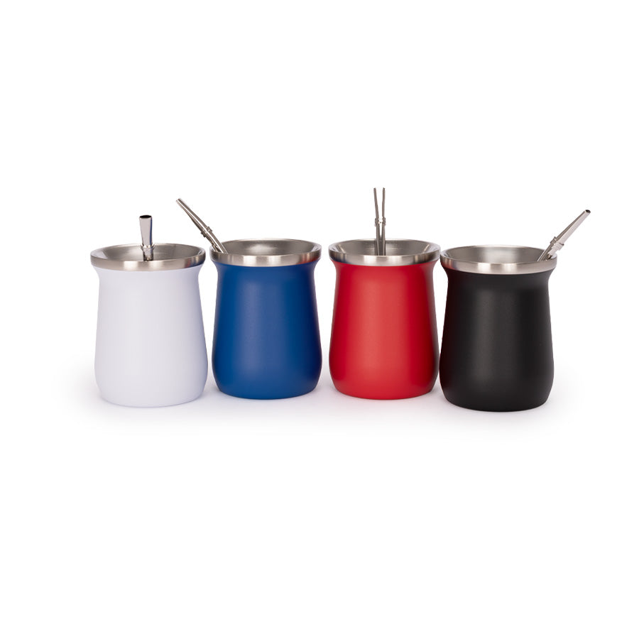 Vaso Térmico metálico MATE 300ml. con Bombilla