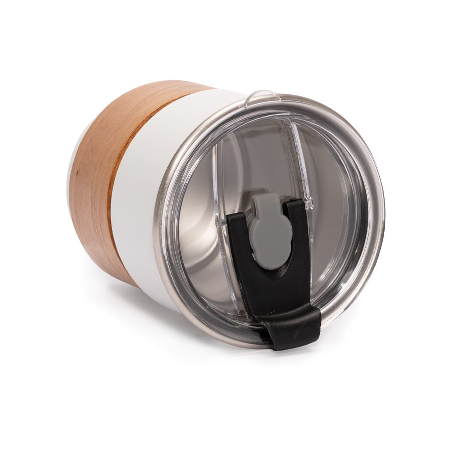 Vaso Térmico metálico CAMP 300cc. con Bombilla y Grip de Madera.