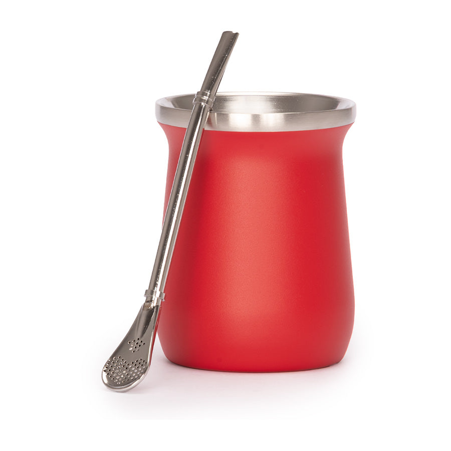 Vaso Térmico metálico MATE 300ml. con Bombilla