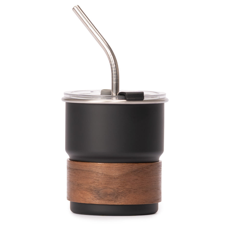 Vaso Térmico metálico CAMP 300cc. con Bombilla y Grip de Madera.