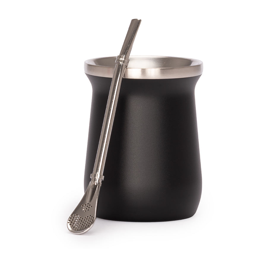Vaso Térmico metálico MATE 300ml. con Bombilla