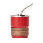 Vaso Térmico metálico CAMP 300cc. con Bombilla y Grip de Madera.