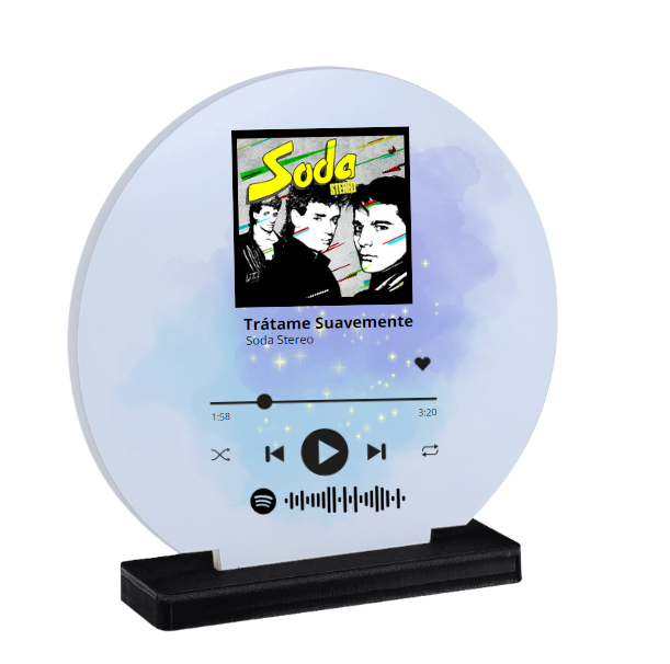 Porta-Retrato Redondo canción de spotify personalizada