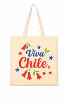 Bolsa Reutilizable Algodón y Poliéster 38x42cm – Diseño Estampado “Viva Chile