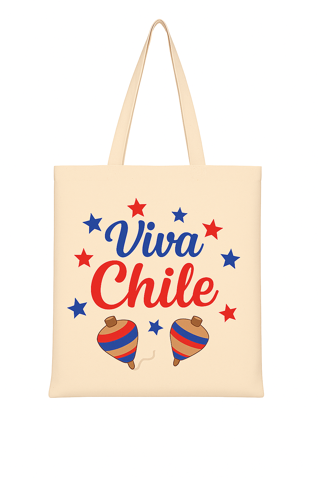 Bolsa Reutilizable Algodón y Poliéster 38x42cm – Diseño Estampado “Viva Chile