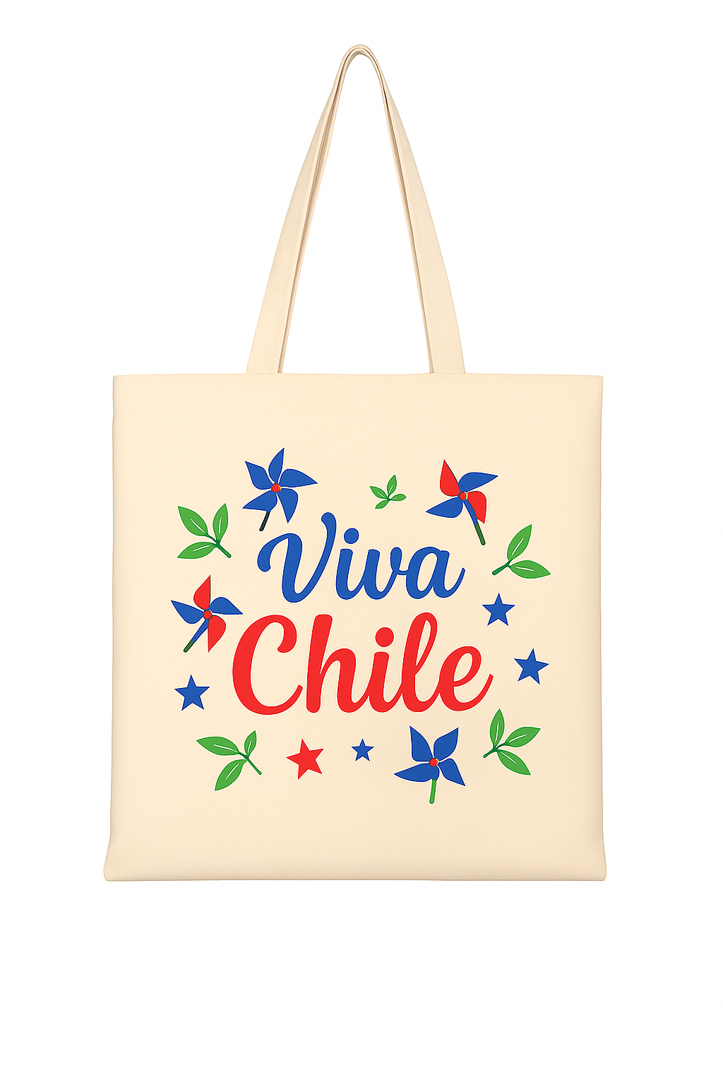 Bolsa Reutilizable Algodón y Poliéster 38x42cm – Diseño Estampado “Viva Chile