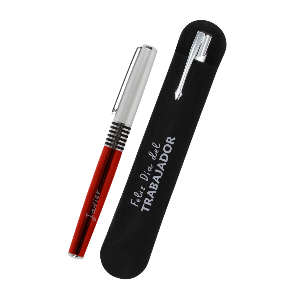 Lápiz grabado con funda de terciopelo Día del Trabajador