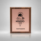 Trofeo Madera Encobrizado Personalizado Día Del Minero