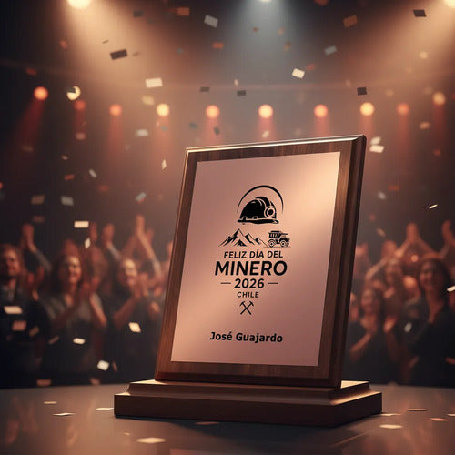 Trofeo Madera Encobrizado Personalizado Día Del Minero