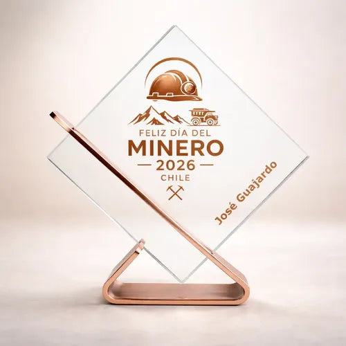 Trofeo Encobrizado Personalizado Día Del Minero
