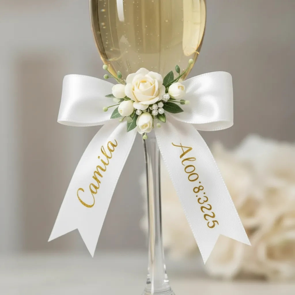 Pack 2 Copas Matrimonio Personalizadas + Cinta Decorativa