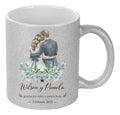 Taza Personalizada Matrimonio Plateada Glitter