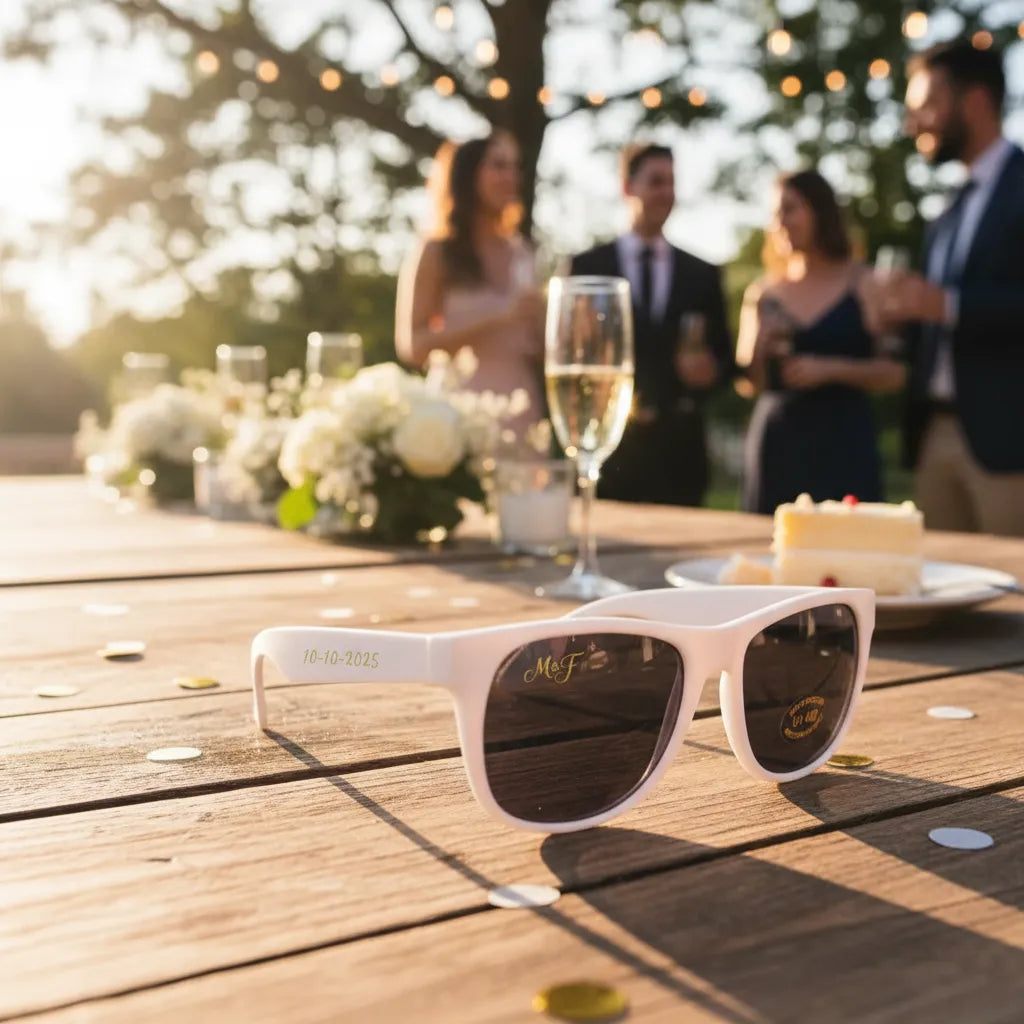 12 Lentes De Sol + Pizarra Personalizados Para Matrimonio Negro