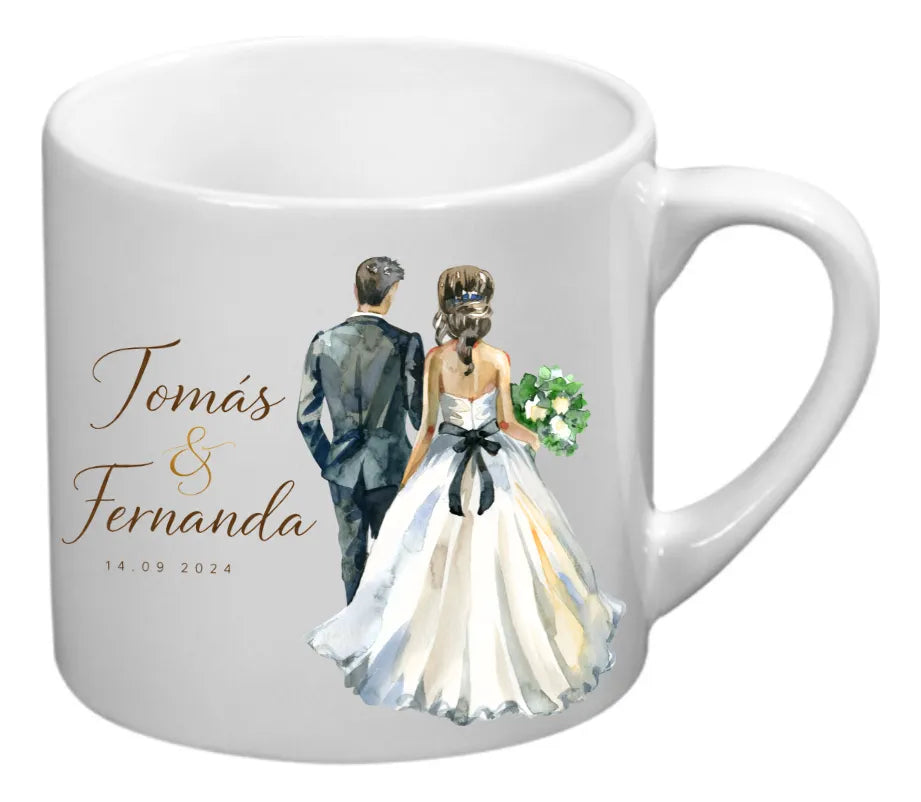 Taza De Café 160ml Personalizada Recuerdo De Matrimonio Blanco Personalizado