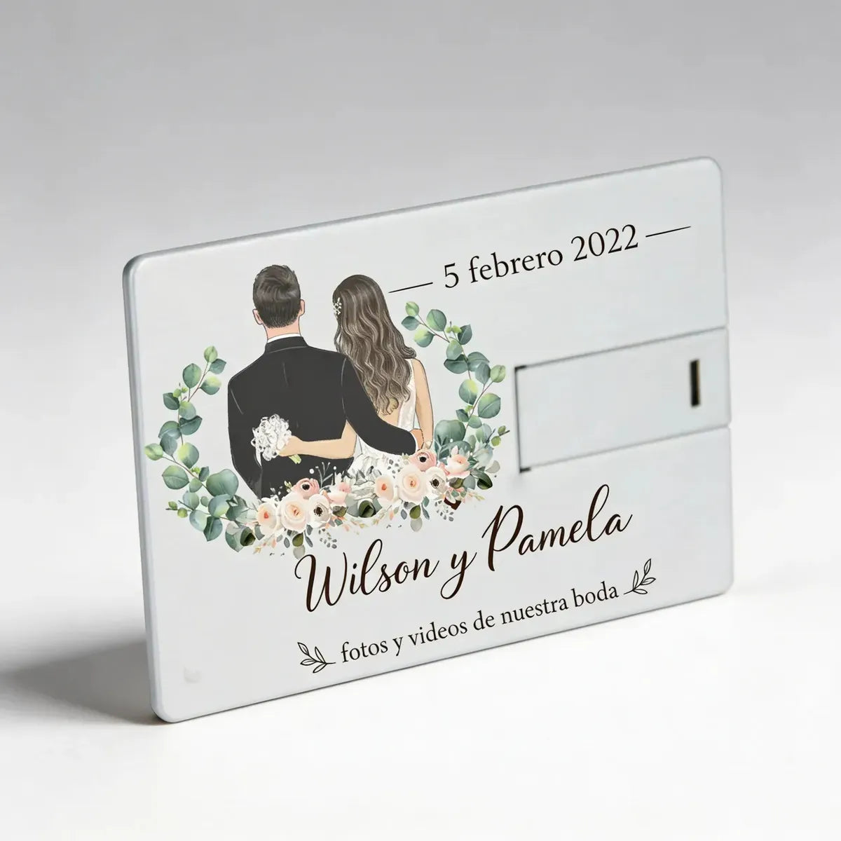 Pendrive Personalizado Para Fotos Y Videos De Matrimonio Plateado Matrimonio