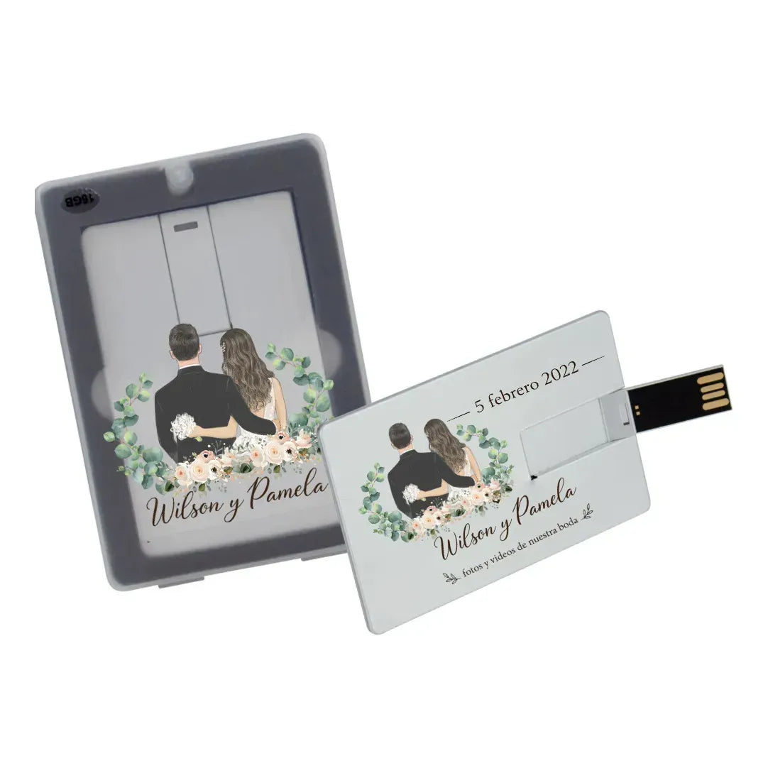 Pendrive Personalizado Para Fotos Y Videos De Matrimonio Plateado Matrimonio