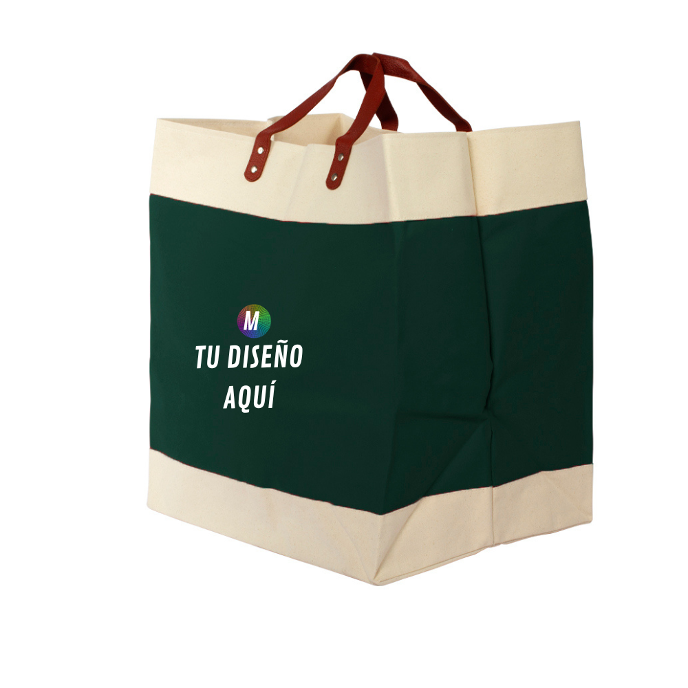 Bolasa de Algodón con asa de cuero Laundry Bag