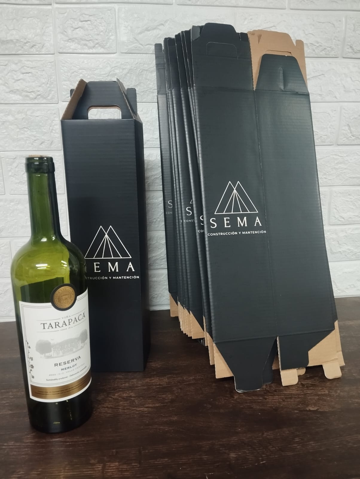 Caja autoarmable con asas, para 1 botella de Vino