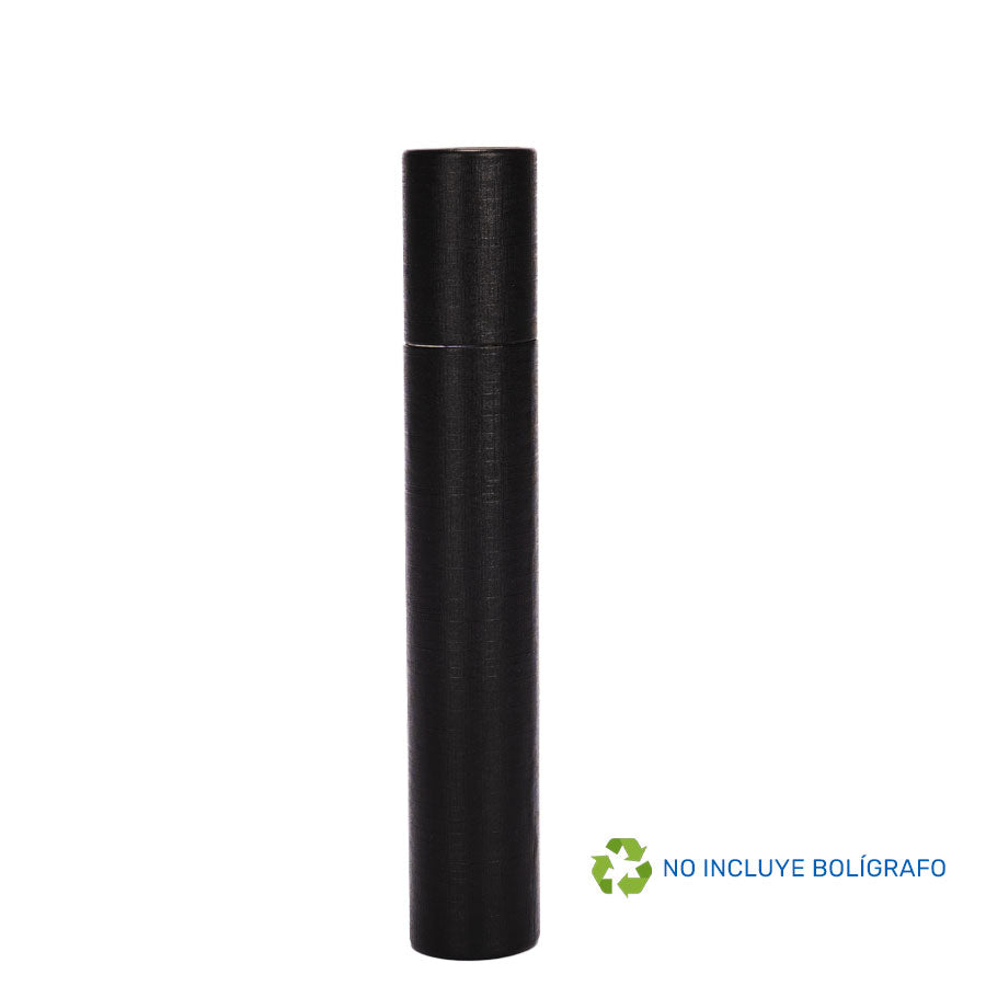 Tubo Porta-Lápiz o Bolígrafo, en cartón forrado negro.