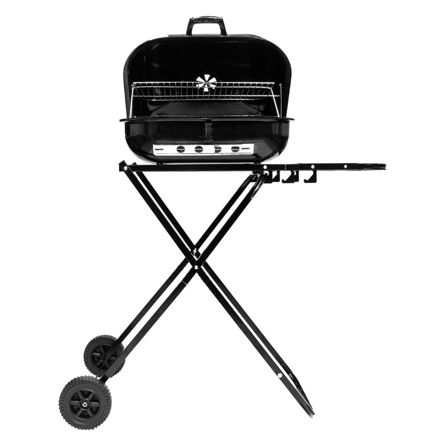 Parrilla Portátil Plegable con Ruedas – Ideal para Camping, Picnic y Fiestas Patrias