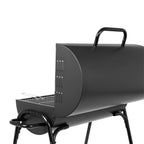 Parrilla a Carbón “Tambor” de Acero Negro – Con Tapa y Rejilla Cromada para Asados