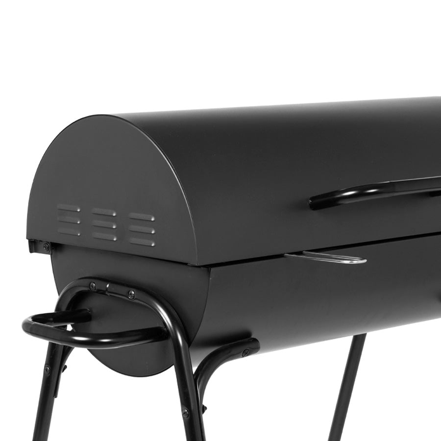 Parrilla a Carbón “Tambor” de Acero Negro – Con Tapa y Rejilla Cromada para Asados
