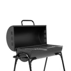 Parrilla a Carbón “Tambor” de Acero Negro – Con Tapa y Rejilla Cromada para Asados