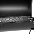 Parrilla a Carbón “Tambor” de Acero Negro – Con Tapa y Rejilla Cromada para Asados