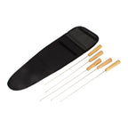 Set 5 Fierros para Anticuchos con Mango de Madera – Estuche de Tela Incluido