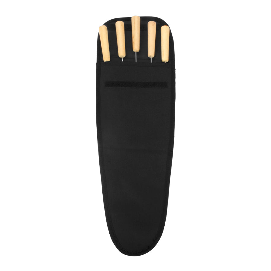 Set 5 Fierros para Anticuchos con Mango de Madera – Estuche de Tela Incluido