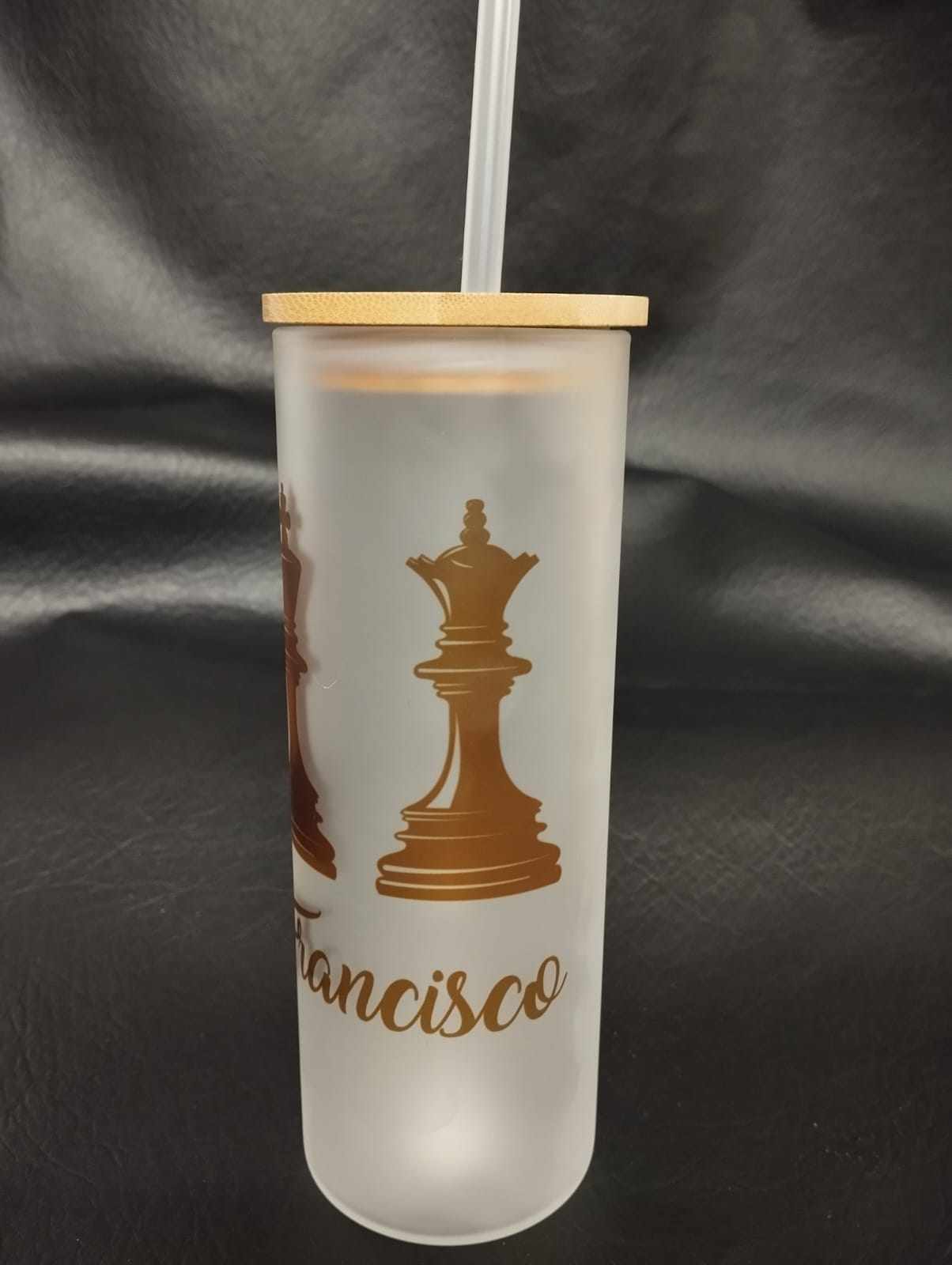 Botella Vidrio Borosilicato Sublimación, tapa Bamboo 500cc