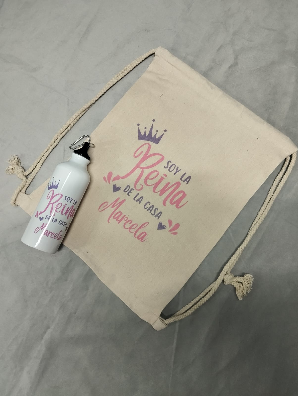 PACK MORRAL ALGODÓN + BOTELLA DE AGUA PERSONALIZADOS