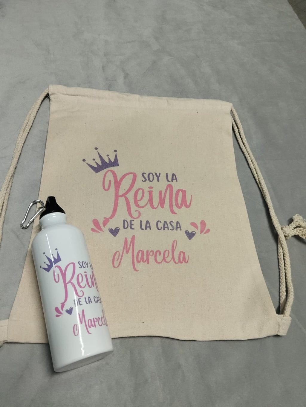 PACK MORRAL ALGODÓN + BOTELLA DE AGUA PERSONALIZADOS