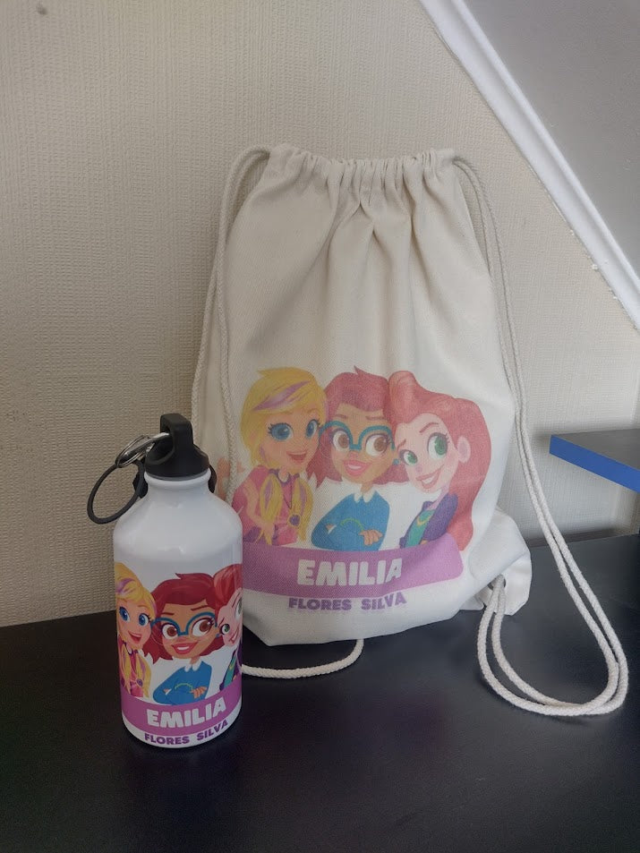 PACK MORRAL ALGODÓN + BOTELLA DE AGUA PERSONALIZADOS