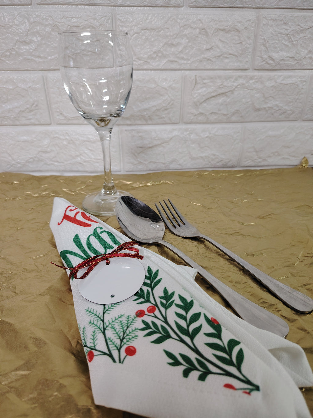 Pack de 6 Servilletas de Tela Blanca para Navidad