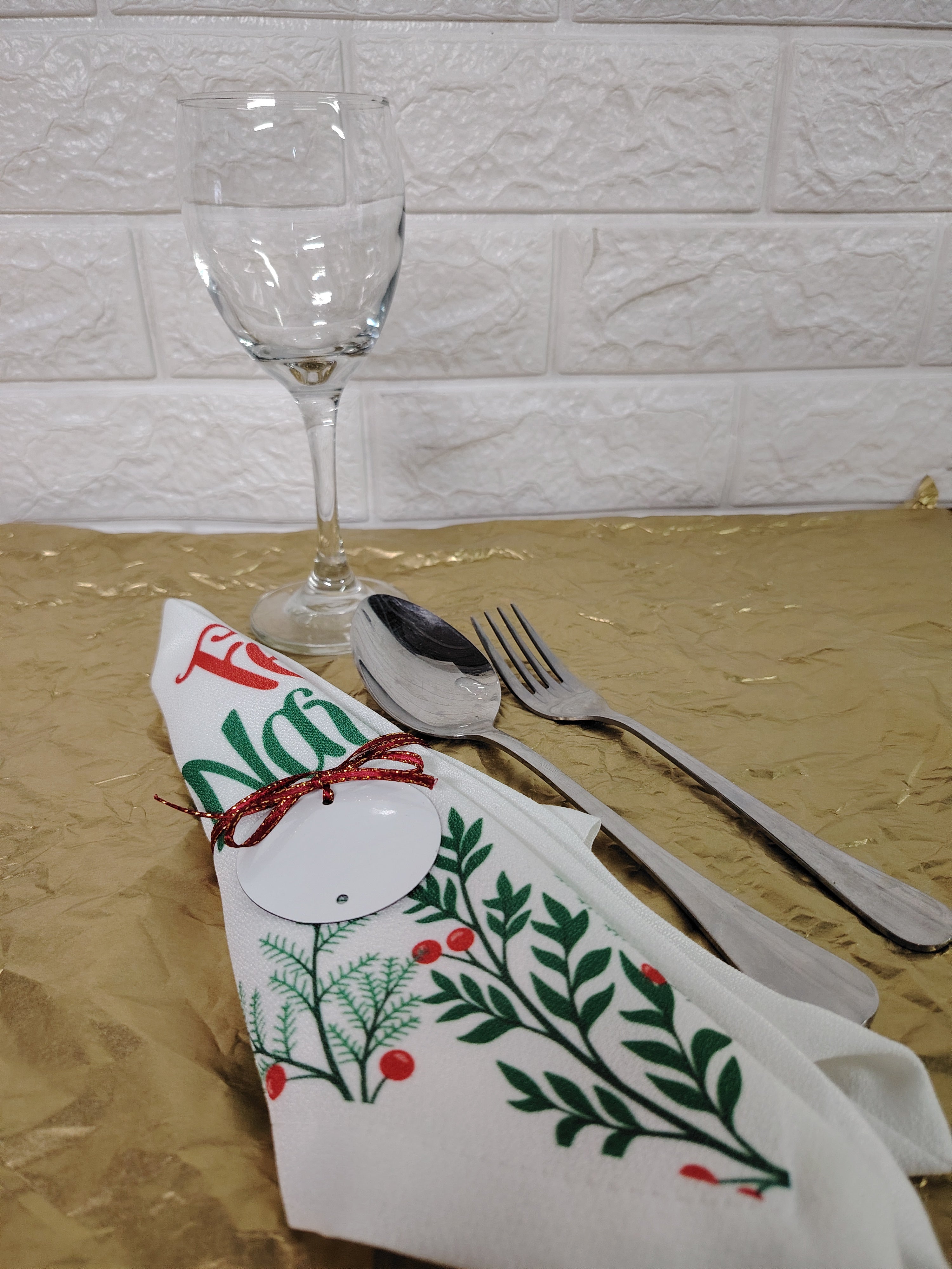 Pack de 6 Servilletas de Tela Blanca para Navidad
