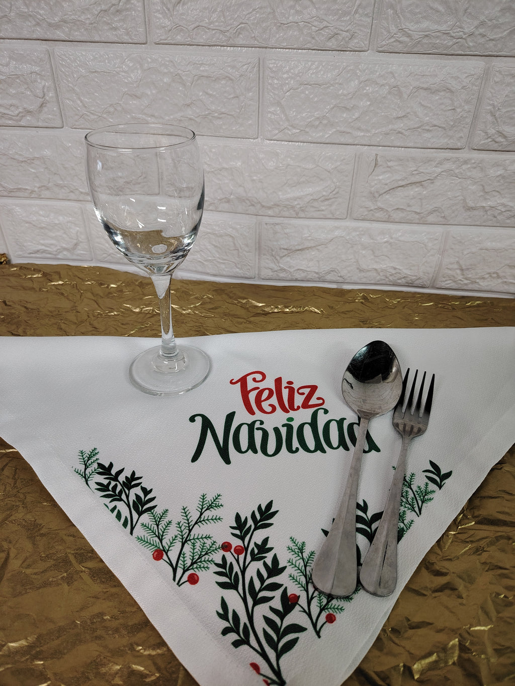 Pack de 6 Servilletas de Tela Blanca para Navidad