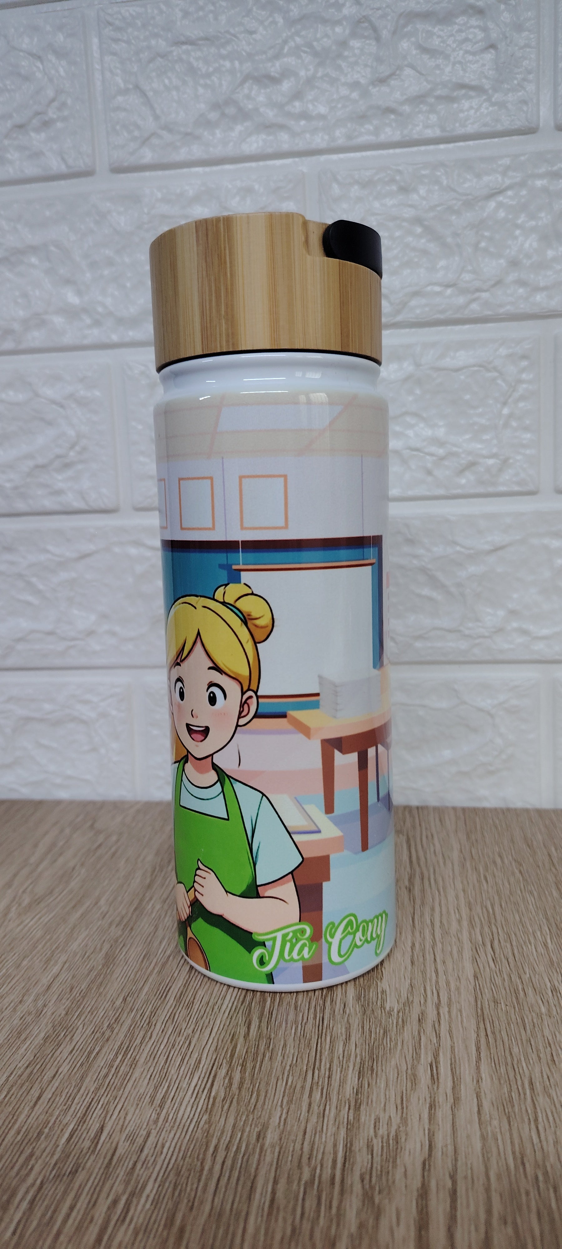 Botella termica Tapa de  Bambú Día de la Madre