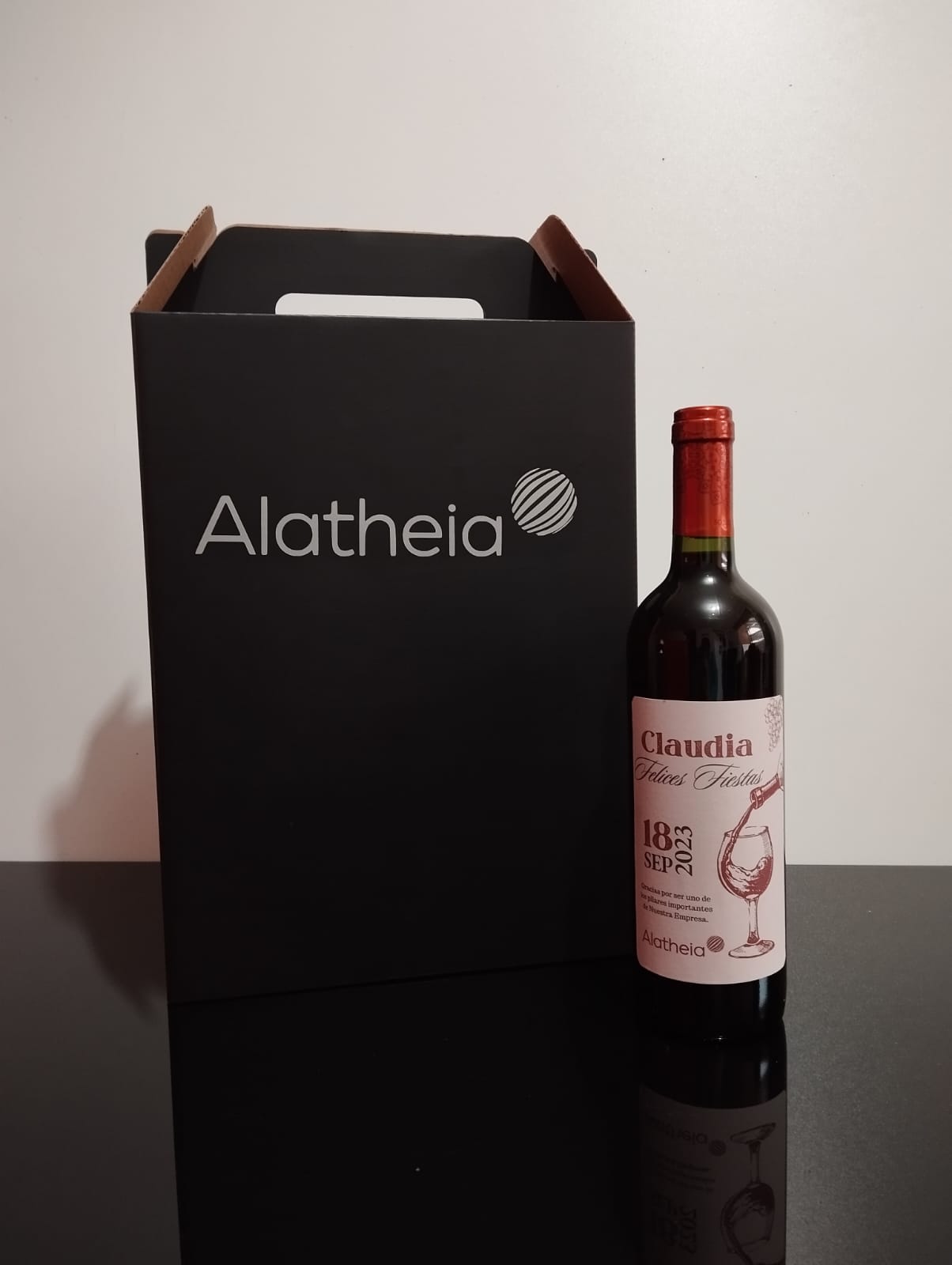 Caja autoarmable con asas, para 2 botellas de Vino