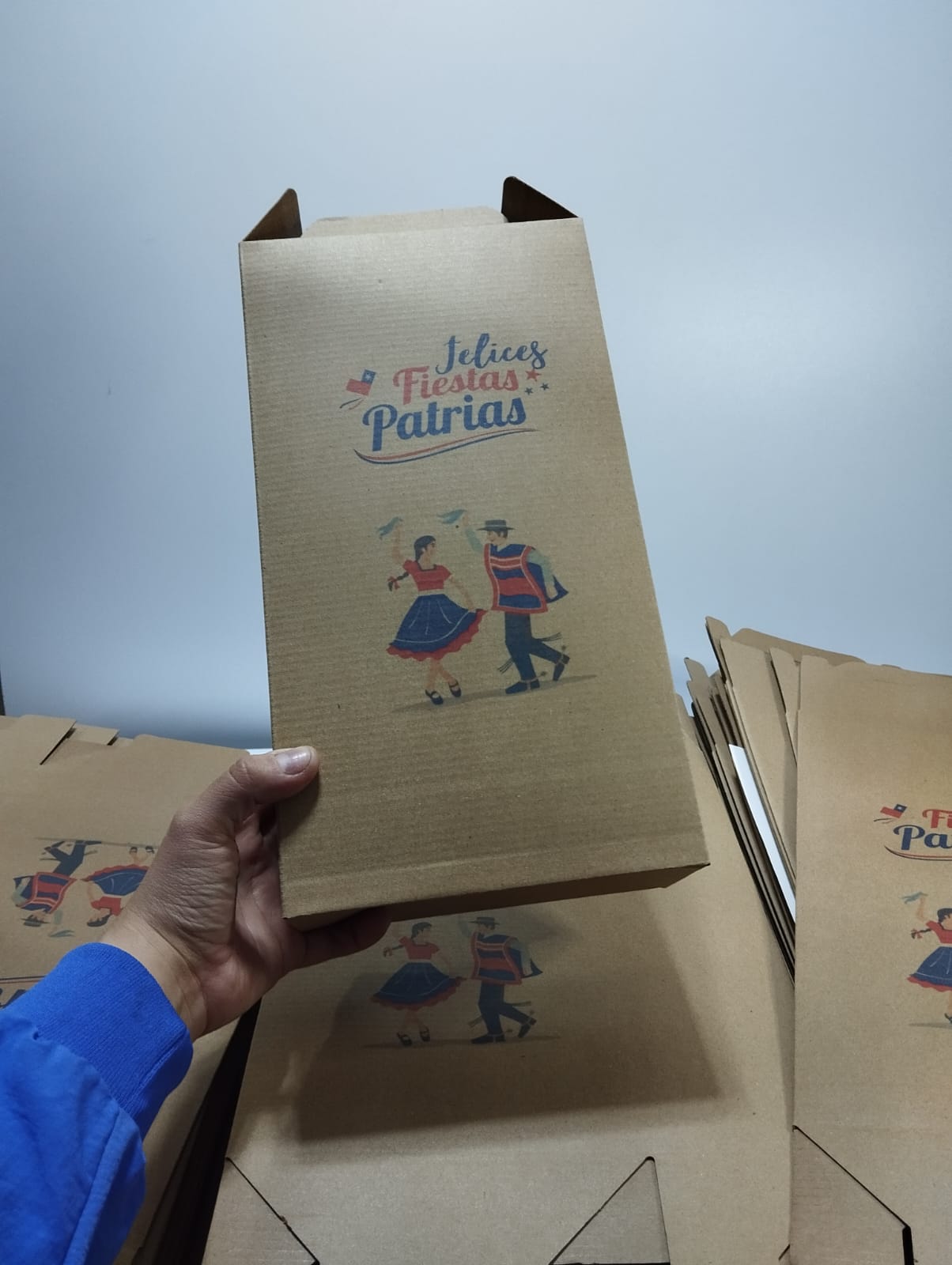 Caja autoarmable con asas, para 2 botellas de Vino