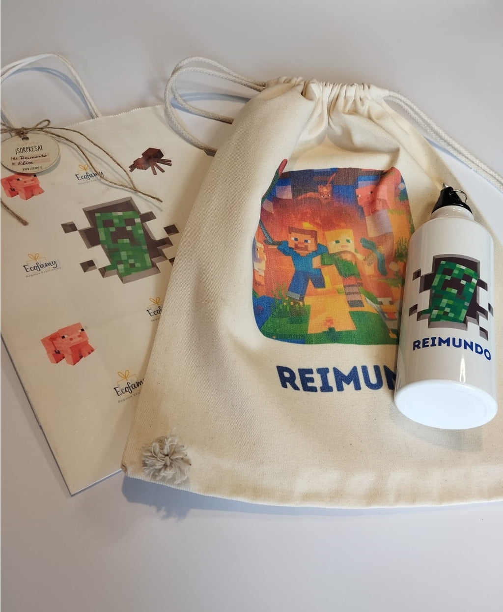 PACK MORRAL ALGODÓN + BOTELLA DE AGUA PERSONALIZADOS