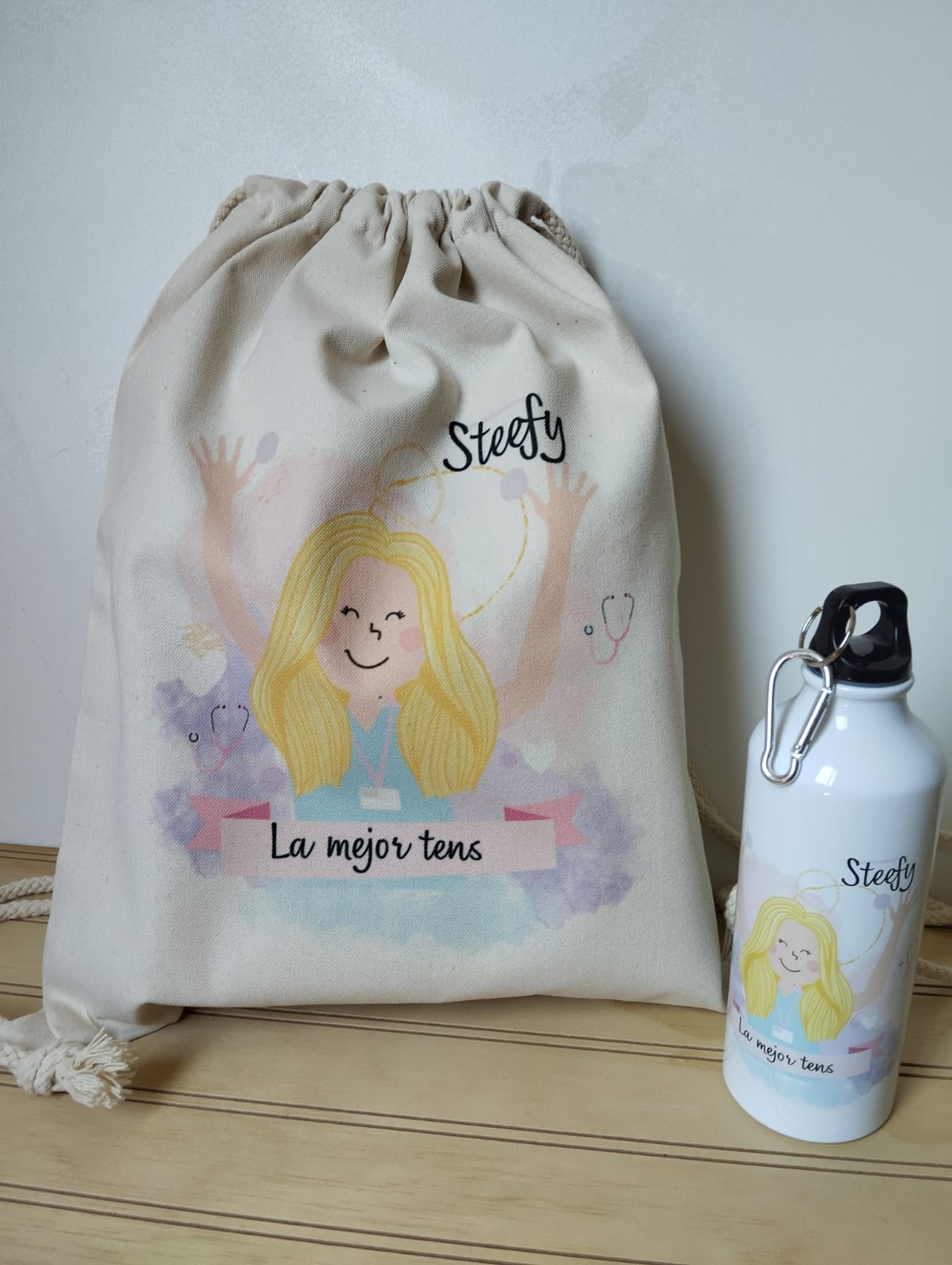 PACK MORRAL ALGODÓN + BOTELLA DE AGUA PERSONALIZADOS